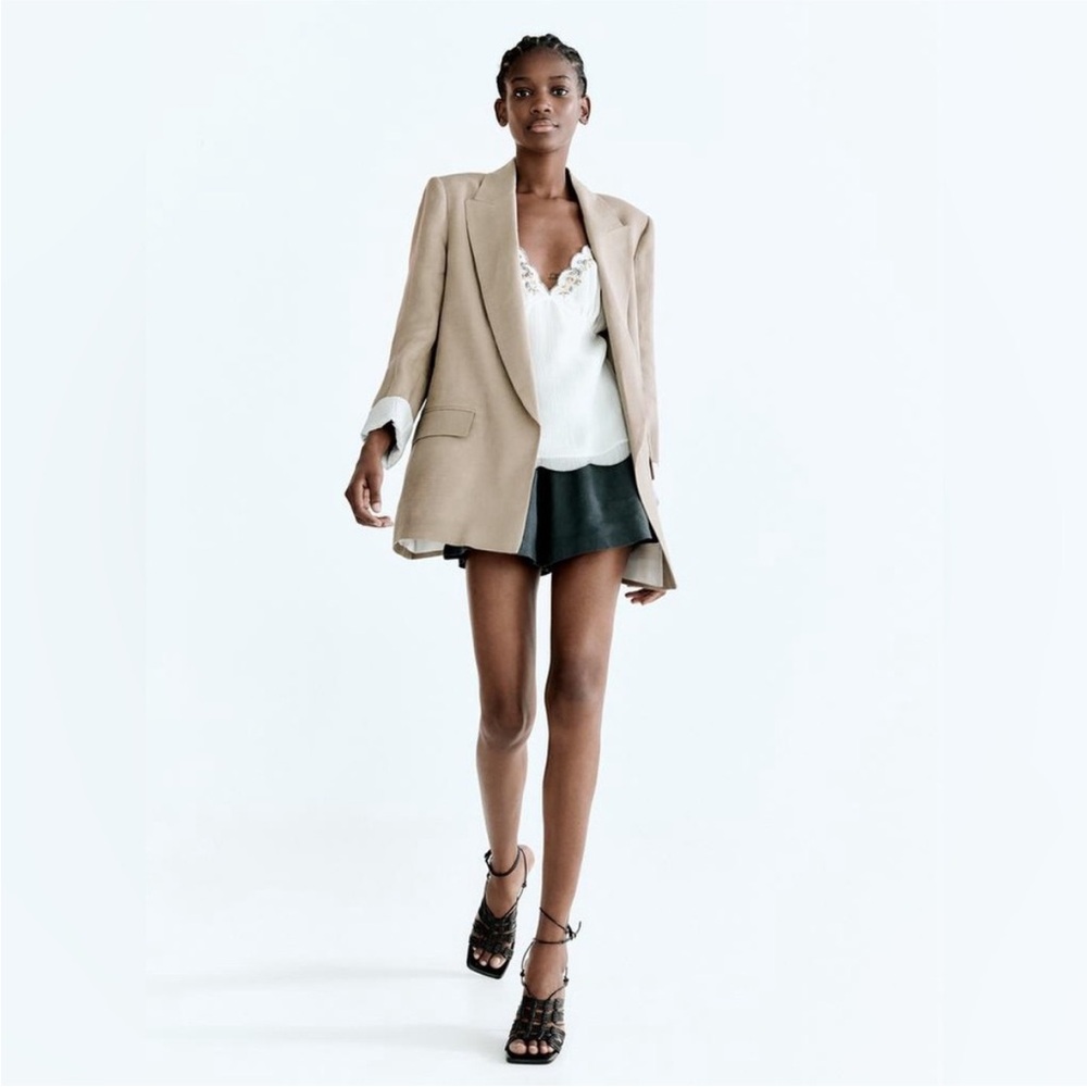 Zara Beige Linen Blazer